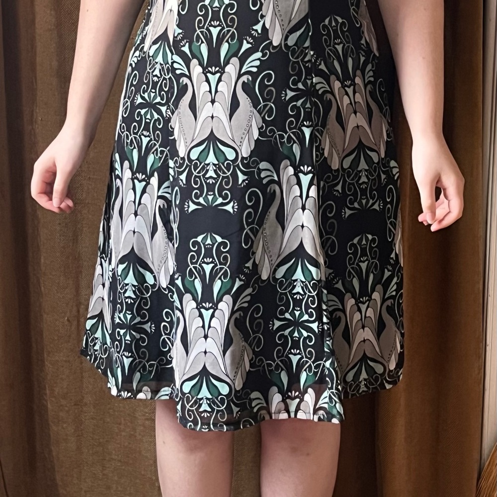 Voodoo Vixen Black and Green Art Deco Midi Dress - Picture 2 of 7